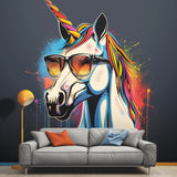 Graffiti Unicorn Wall Sticker - Colorful Unicorn with Sunglasses Decal