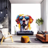 Vibrant Labrador Retriever Wall Sticker | Colorful Dog Decal with Sunglasses | Fun Animal Wall Art | Playful Pet Decor | Bold Wall Decal
