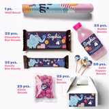 Personalized Elephant Birthday Party Decal Set | Custom Name Age Bottle Treat Decals | Cute Animal Theme | DIY Girls Party Decorations *!