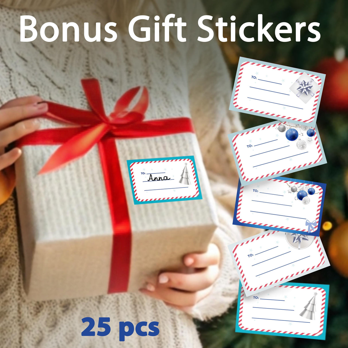 Personalized Christmas Sticker Set | Custom Holiday Labels for Bottles Gifts Chocolates | Christmas Tree Wall Decal | Festive Party Decor *!