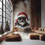 Biker Santa Wall Mural | Adventurous Christmas Decor | Santa on Motorcycle Wall Art | Unique Holiday Wall Sticker | Festive Statement Piece