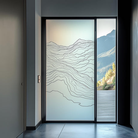 Custom Frosted Glass Door Decal | Topographic Line Design | Modern Privacy Window Sticker | Etched Glass Effect | Minimalist Home Decor