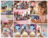 Personalized Elephant Birthday Party Decal Set | Custom Name Age Bottle Treat Decals | Cute Animal Theme | DIY Girls Party Decorations *!