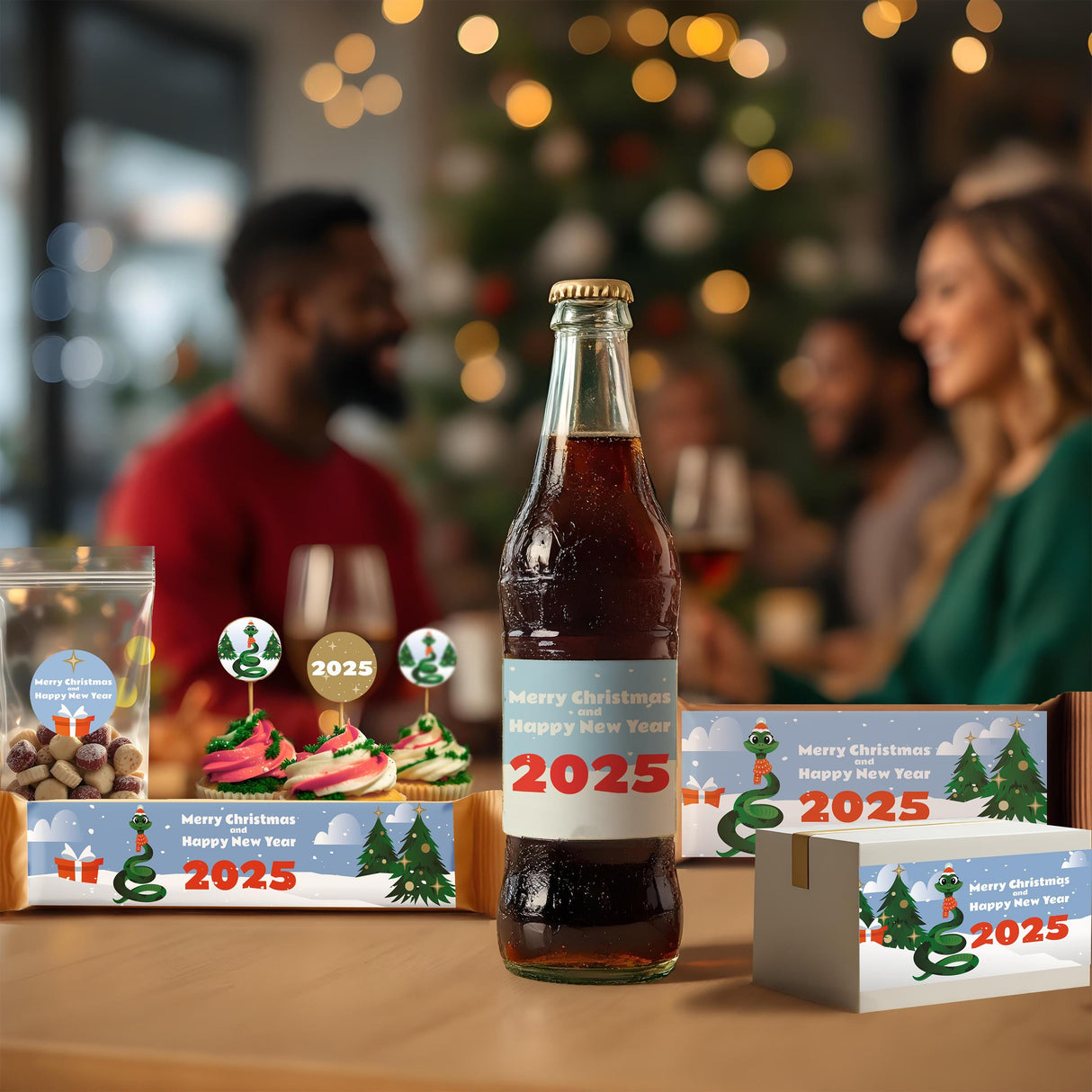 Christmas Sticker Set | Personalized Bottle, Chocolate & Gift Box Labels | Festive Holiday Decor with Interactive Christmas Tree Design *!
