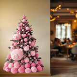 Pink Teddy Bear Christmas Tree Wall Decal | Personalized Holiday Sticker | Write Your Wishes | Kids Room Christmas Decor Vinyl Wall Art *!