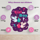 Gender Reveal Sticker Set | Personalized Boy or Girl Party Labels | Bottle, Chocolate, & Gift Box Stickers with Wall Decor *!
