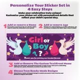 Gender Reveal Sticker Set | Personalized Boy or Girl Party Labels | Bottle, Chocolate, & Gift Box Stickers with Wall Decor *!