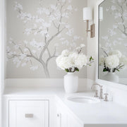 Chinoiserie Tree Wall Decal displayed in a room setting.