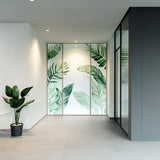 Tropical Leaf Frosted Glass Sticker | Printed Privacy Window Film | Etched Vinyl Decal for Office | Glass Cover | Botanical Window Decor