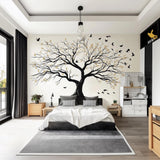 Large Tree Wall Decal | Elegant Nature Inspired Vinyl Mural | Bedroom and Living Room Wall Art | Birds Branches Peel & Stick Sticker