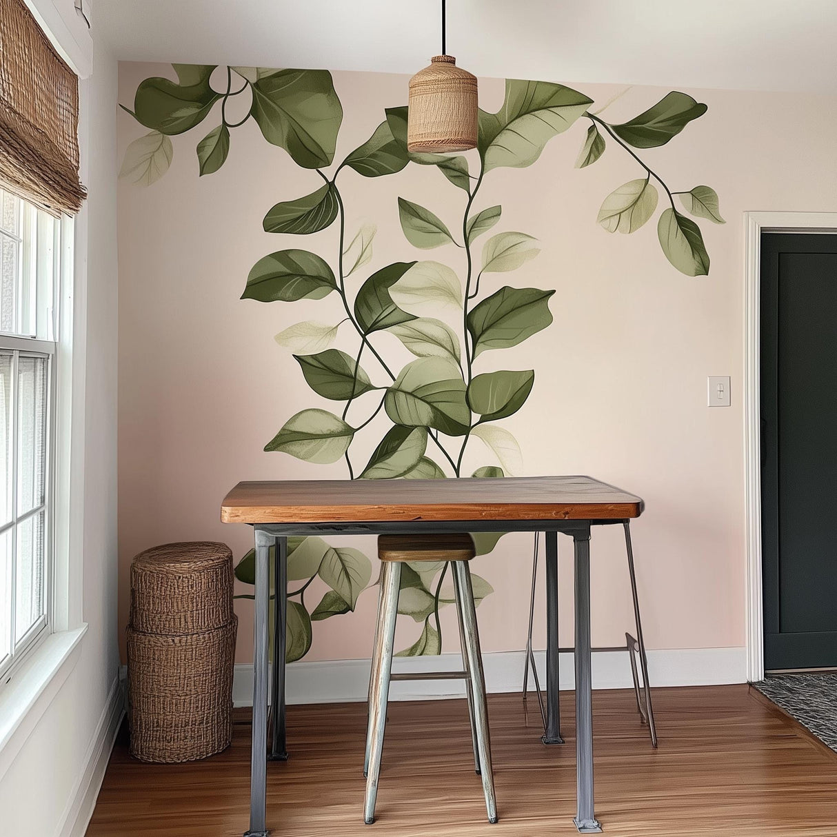 Vertical Leaf Wall Decal Sticker | Green Branch Decor | Nature Removable Wall Sticker | Botanical Accent Wall Art | Renter Friendly Decor