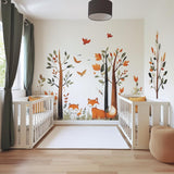 Forest Fox Wall Decal | Woodland Nursery Wall Sticker Art | Removable Sticker with Trees and Animals | Baby Room Decor