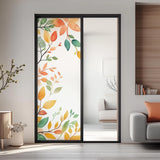 Custom Frosted Glass Film with Leaf Design | Privacy Window Etched Film Decal with Printed Watercolor Pattern | Customizable Window Sticker