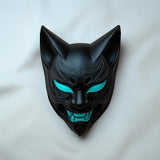 Cyberpunk Black Fox Mask | 3D Printed Japanese Demon Mask | Samurai Cosplay Mask | Halloween Ninja Warrior Anime Mask