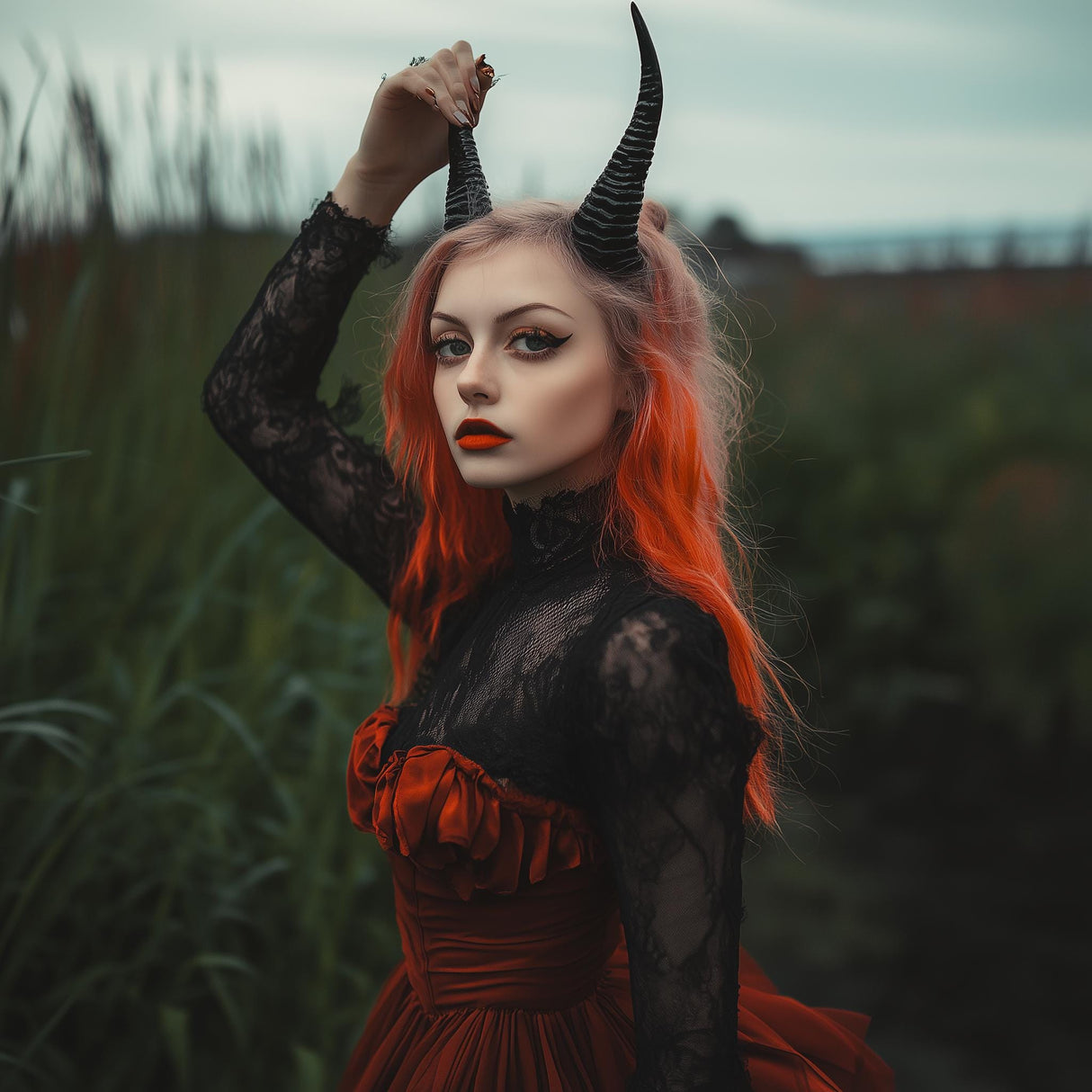 Gothic Demon Horns | 3D Printed Cosplay Horns | Fantasy Costume Headdress | Halloween Devil Horns | Witchcraft Headpiece | LARP Accessories