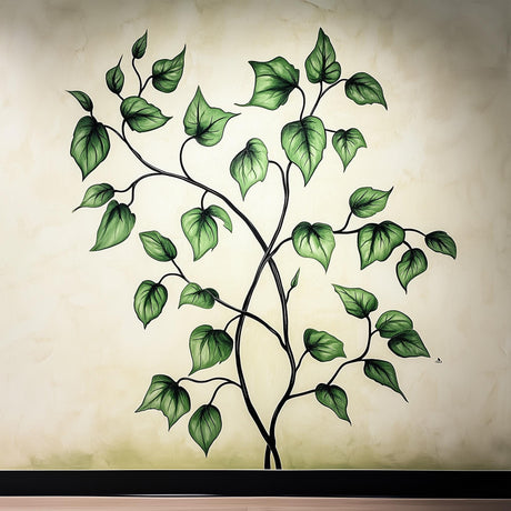 Botanical Vine Wall Decal | Green Leaf Vinyl Mural | Nature-Inspired Home Decor | Large Plant Wall Sticker | Modern Peel & Stick Accent