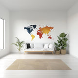 Gradient World Map Wall Decal | Large Modern Travel Vinyl Sticker | Minimalist Geography Wall Art | Office Living Room Decor | Peel & Stick