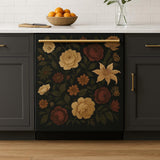 Vintage Rose Dishwasher Cover | Magnetic Dark Floral Kitchen Decal | Removable Vinyl Sticker Wrap | Botanical Appliance Decor Kitchen