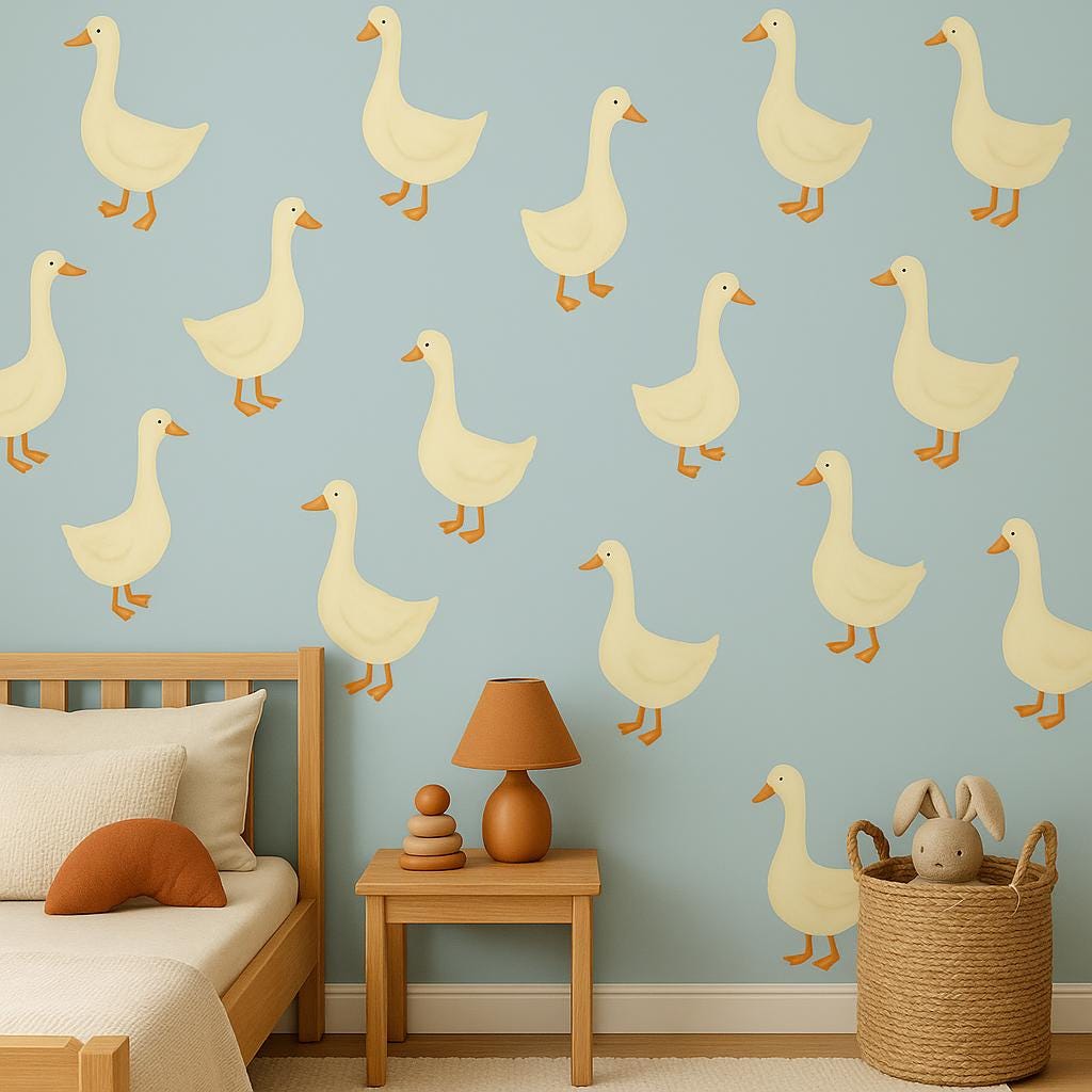 Goose Wall Decals | Removable Nursery Stickers | Storybook Baby Room Decor | Boho Goose Wall Art | Reusable Farm Animal Decals for Kids