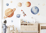 Solar System Wall Decals XXL | Space Wall Sticker Kids Room | Planet & Star Nursery Decor | Self-Adhesive Rocket Wall Art | Baby Room Mural