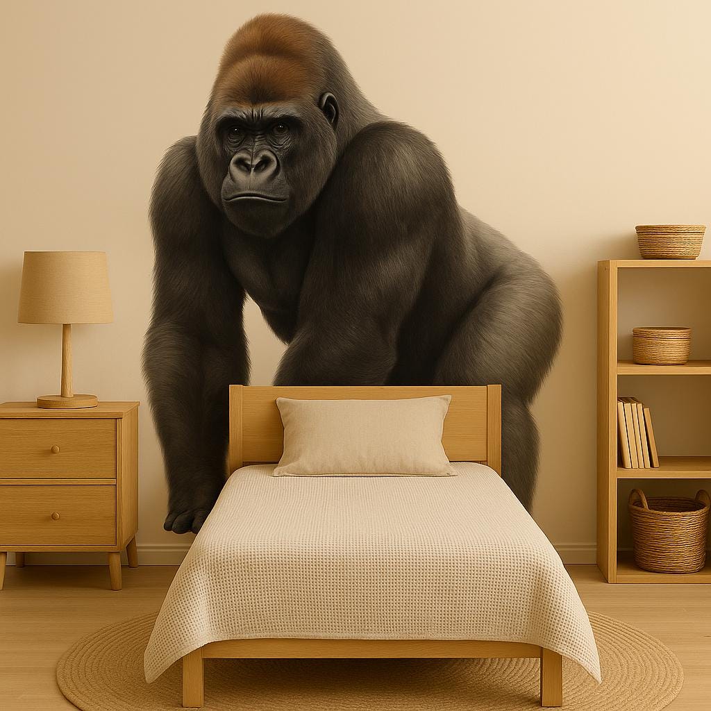 Gorilla Wall Decal | Jungle Safari Wall Sticker | Giant Gorilla Nursery Decor | Realistic Gorilla Wall Art for Kids Room | Animal Decals