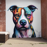 Colorful Pitbull Wall Decal | Large Dog Face Vinyl Sticker | Bold Street Art Style Pet Mural | Outdoor or Indoor Decor | Pit Bull Art Gift