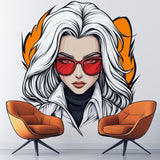 Illustrated white-haired character wall decal shown in an alternate clean product view without promotional text.