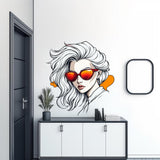 Cool Girl Wall Decal | Anime Wall Art | Stylish Female Character Sticker | Removable Vinyl Mural Comic Aesthetic Decor for Teen Room Office