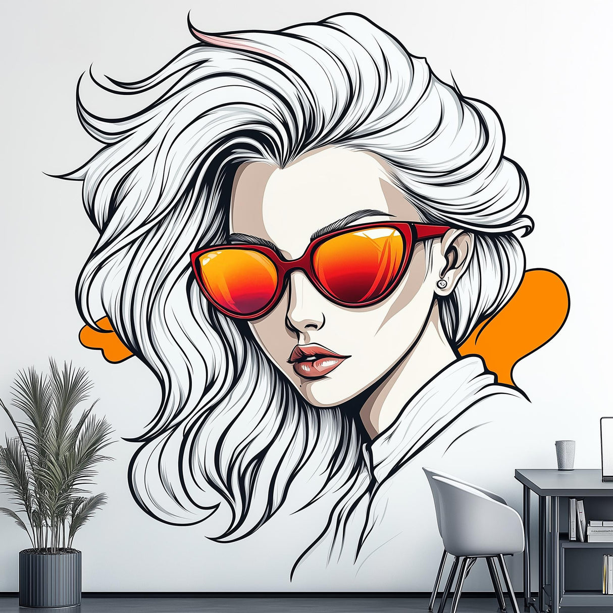 Cool Girl Wall Decal | Anime Wall Art | Stylish Female Character Sticker | Removable Vinyl Mural Comic Aesthetic Decor for Teen Room Office