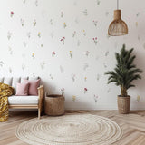 24x Watercolor Floral Wall Decals | Pastel Wildflower Stickers | Boho Nursery Decor | Removable Botanical Decals Kids Room Baby Girl Bedroom