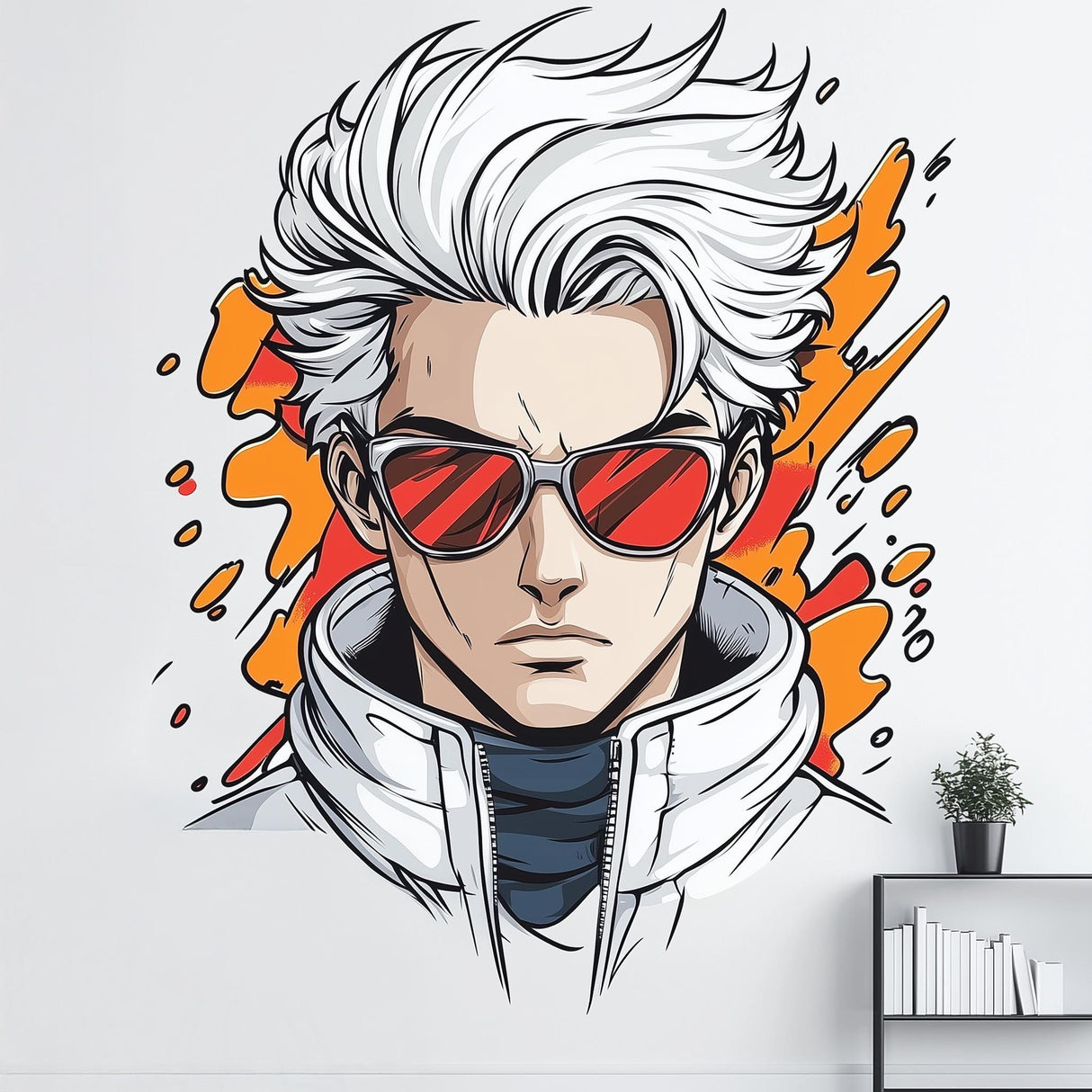 Anime Wall Decal Male Character | Cool Manga Style Wall Art | Modern Boys Room Decor | Removable Vinyl Wall Sticker | Japanese Anime Decor