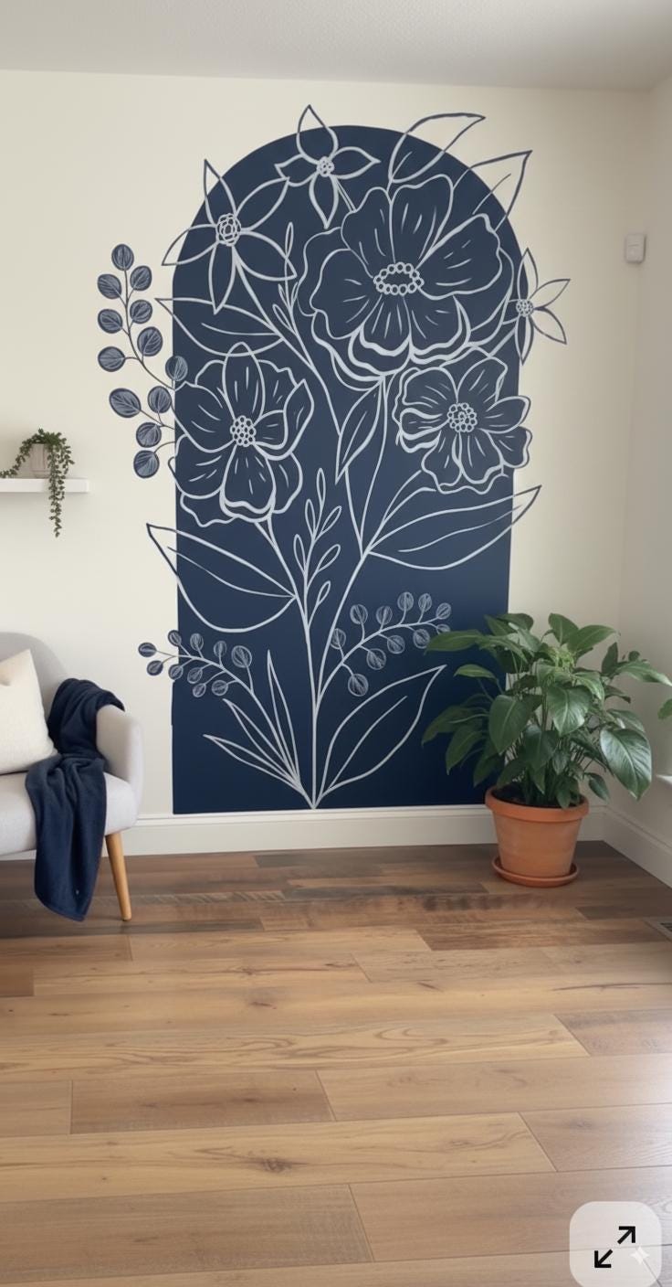 Floral Wall Decal | Large Botanical Vinyl Sticker | Modern Flower Wall Art | Eco-Friendly Wall Decor | Boho Plant Mural Living Room Hallway