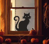 Halloween Cat Window Decal | Scary Black Cat Sticker | Spooky Vinyl Window Decor | Creepy Cat Silhouette | Halloween Window Decoration