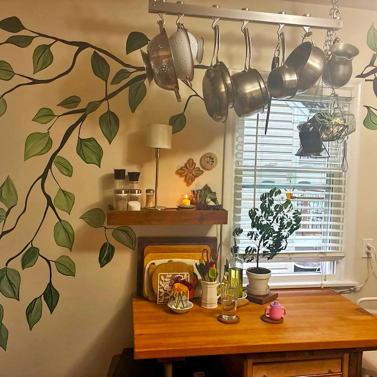 Branch and Leaves Wall Decal | Elegant Botanical Wall Sticker Art | Removable Tree Branch Wall Sticker for Living Room or Bedroom