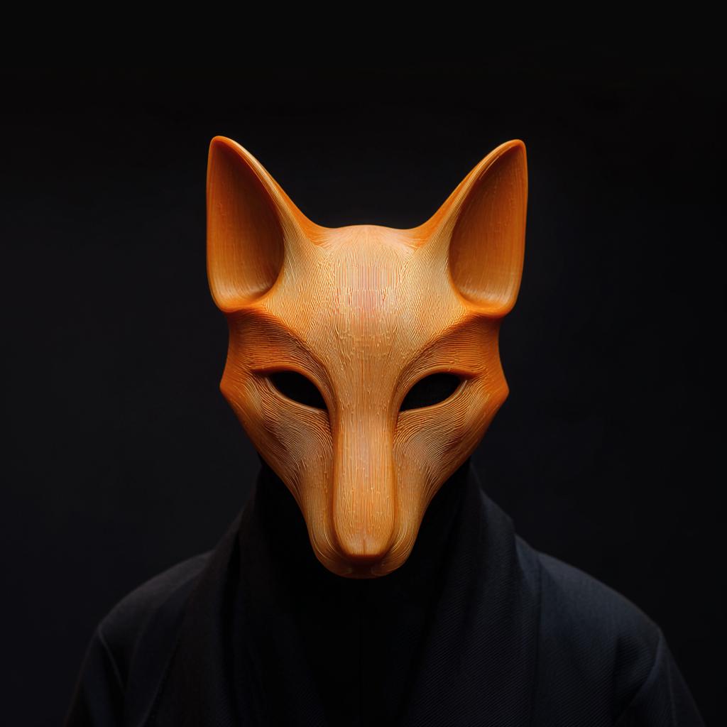 3D Printed Fox Mask | Modern Animal Face Sculpture | Unique Cosplay Prop for Adults | Minimalist Costume and Art Decor Accessory