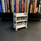 Dollhouse Library Cart | 1:12 Scale Miniature Bookshelf | 3D Printed Rolling Bookcase | Dollhouse Storage Shelf | Miniature Furniture