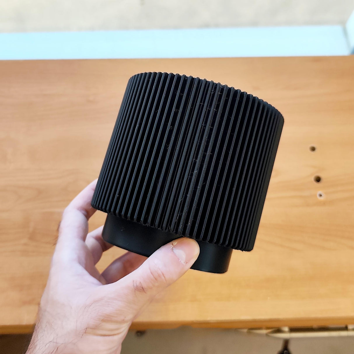 3D Printed Modern Black Planter | Minimalist Ribbed Plant Pot | Contemporary Indoor Planter