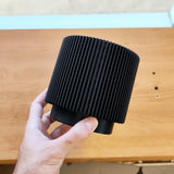 3D Printed Modern Black Planter | Minimalist Ribbed Plant Pot | Contemporary Indoor Planter