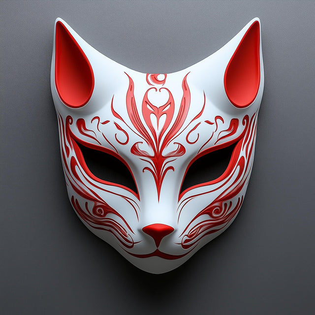 Red Fox Mask | 3D Printed Japanese Mask | Anime Cosplay Mask | Kitsune Yokai Spirit Mask | Festival Fox Mask | Costume Prop Demon Mythology