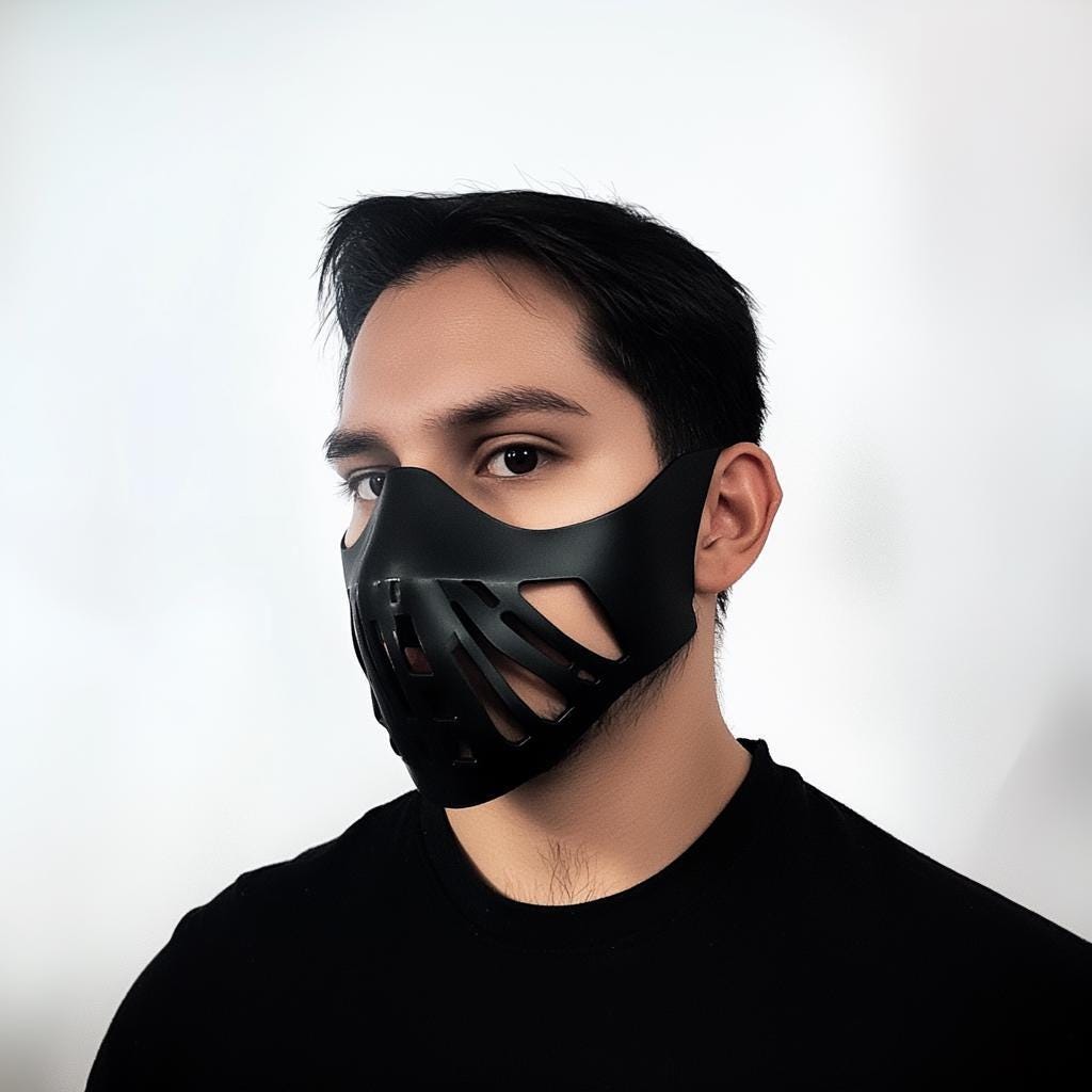 Futuristic Warrior Face Mask | Black 3D Printed Helmet | Cosplay Mask for Men | Tactical Sci-Fi Mask | LARP Armor | Halloween Costume Masks