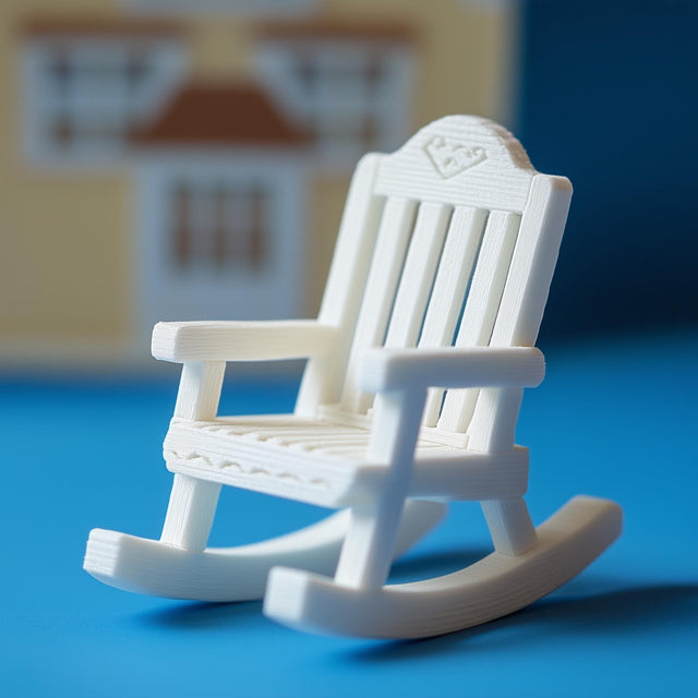 Miniature Rocking Chair | 3D Printed Dollhouse Furniture | 1:12 Scale Wooden-Style Rocker | Miniature Chair | Collectible Mini Furniture
