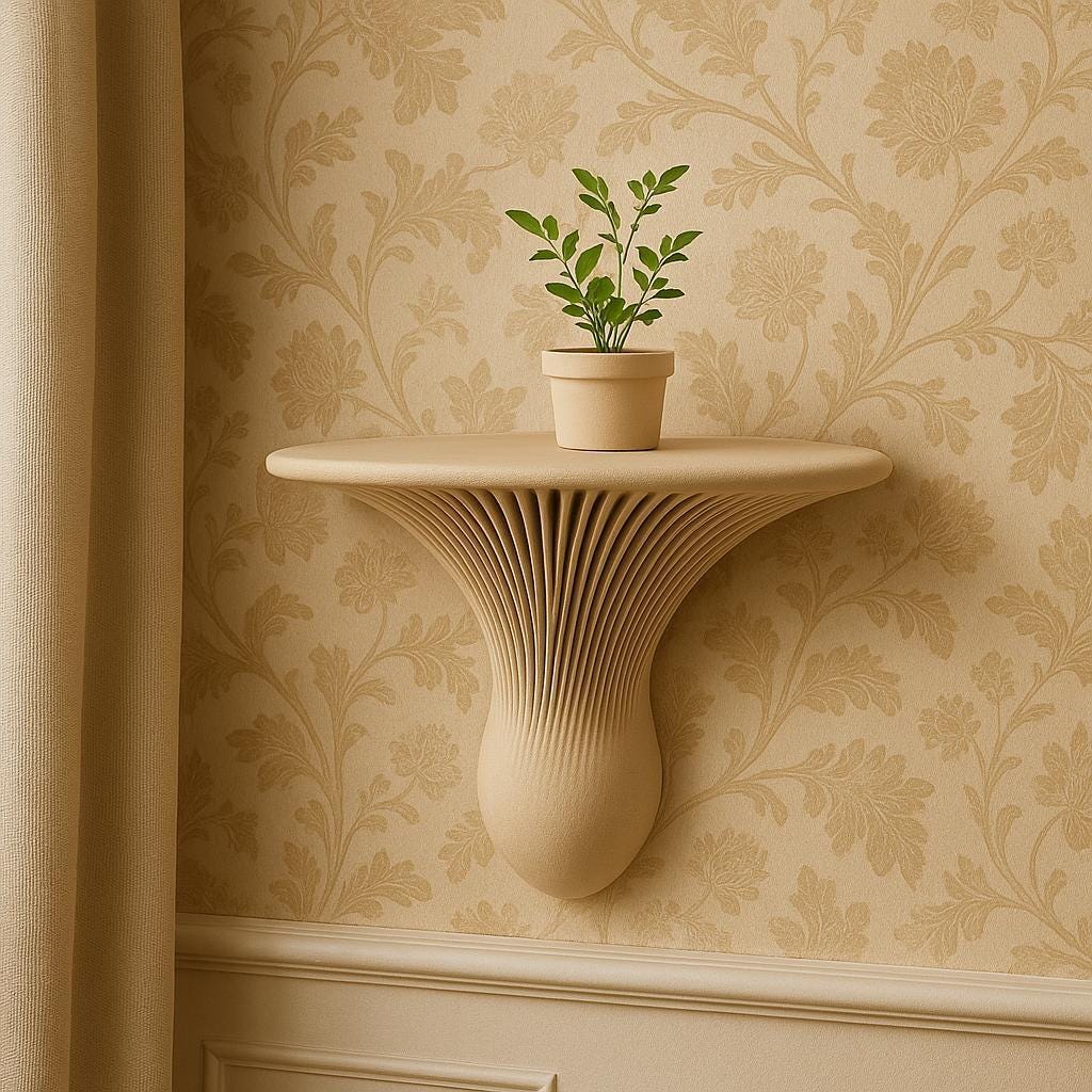 3D Printed Wall Mushroom Shelf | Sculptural Shelf | Minimalist Floating Shelf