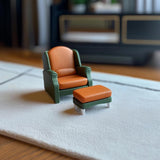 Dollhouse Armchair & Ottoman | 1:12 Scale Miniature Furniture | 3D Printed Modern Lounge Chair