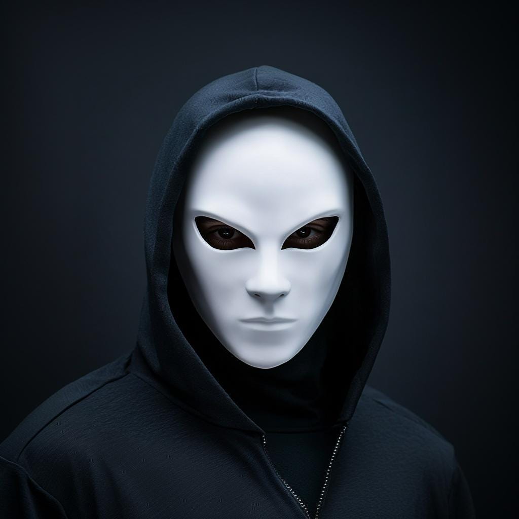 Anonymous Cosplay Mask | Stealth Assassin Sci-Fi Villain Mask | Halloween Costume Gothic Horror Mask 3D Printed Faceless Phantom Horror Mask