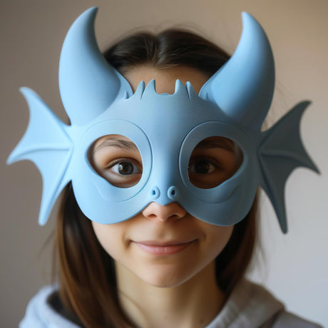3D Printed Dragon Mask | Playful Fantasy Cosplay Facepiece | Horned Creature Costume Accessory for Adults, Parties, Festivals and Events