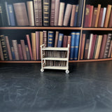 Dollhouse Library Cart | 1:12 Scale Miniature Bookshelf | 3D Printed Rolling Bookcase