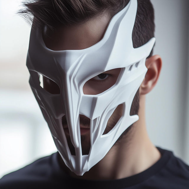 Futuristic White Cosplay Mask | Sci-Fi Warrior Mask | 3D Printed Costume Mask for Halloween, Cosplay, Masquerades, Photoshoots