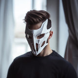 Futuristic White Cosplay Mask | Sci-Fi Warrior Mask | 3D Printed Costume Mask for Halloween, Cosplay, Masquerades, Photoshoots