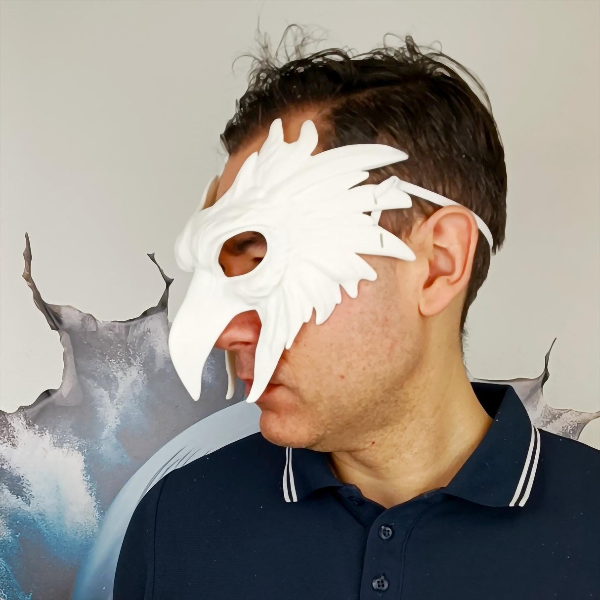 Bird Mask | Feathered Raven Cosplay Mask | Halloween Costume Mask