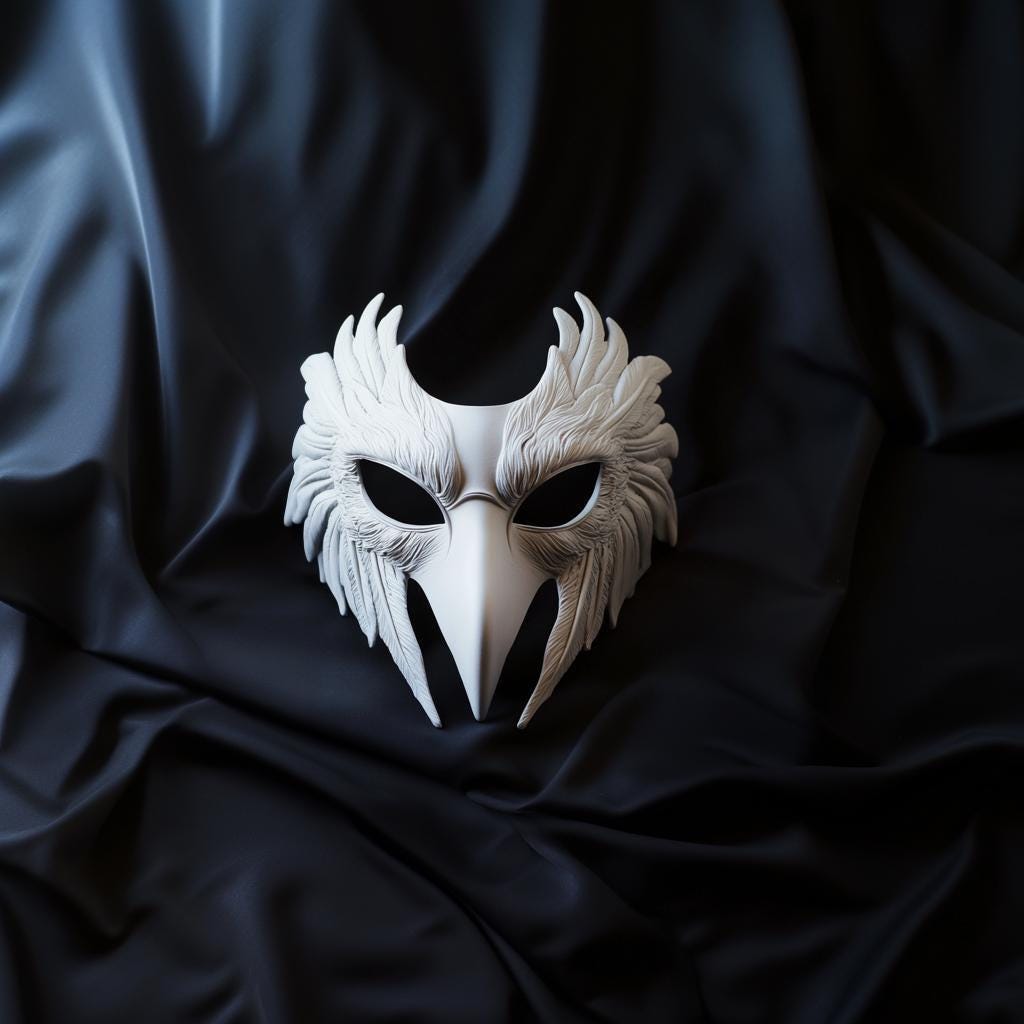 Bird Mask | Feathered Raven Cosplay Mask | Halloween Costume Mask